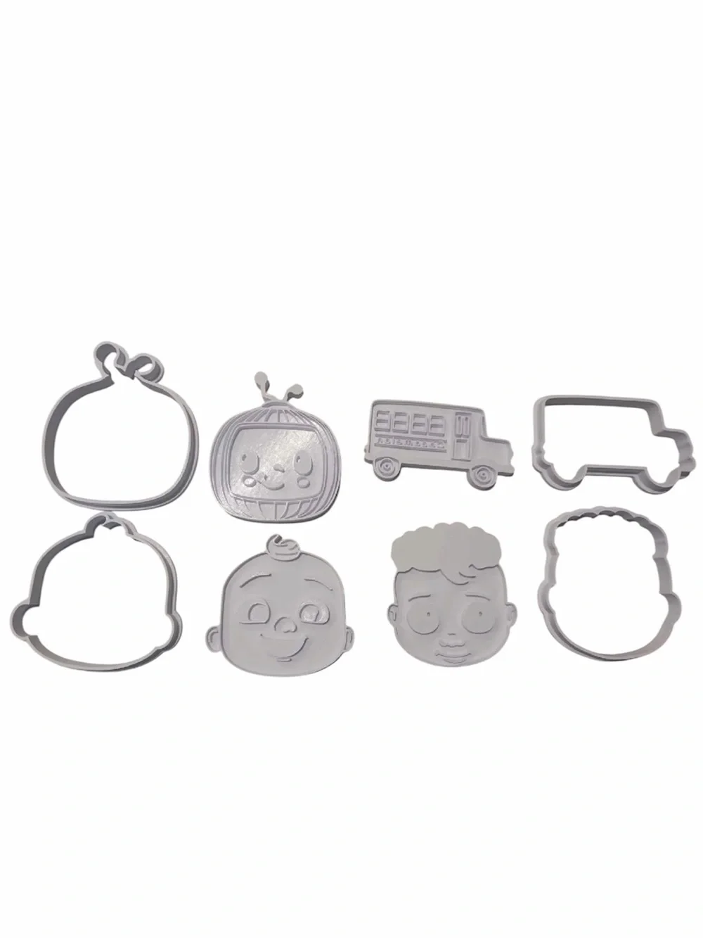 Kids Coco Melon Cookie Cutter and Stamp Set  Birthday Fondant Clay Baking Tools